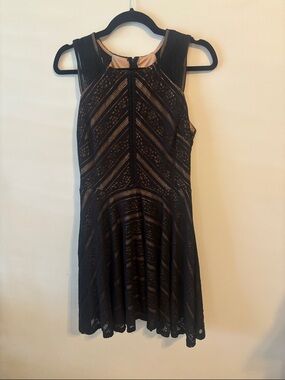 City Triangles Black Lace Mini Dress with Nude Lining